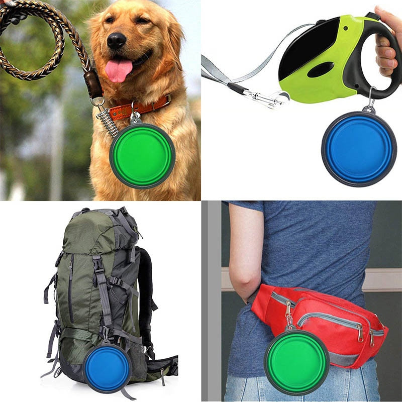 Large Collapsible Dog Pet Folding Silicone Bowl Outdoor Travel 350/1000ml