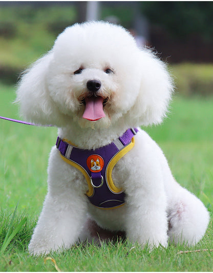 Reflective Dog Harness Leash Soft Mesh Chest Strap