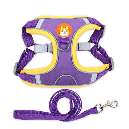 Reflective Dog Harness Leash Soft Mesh Chest Strap
