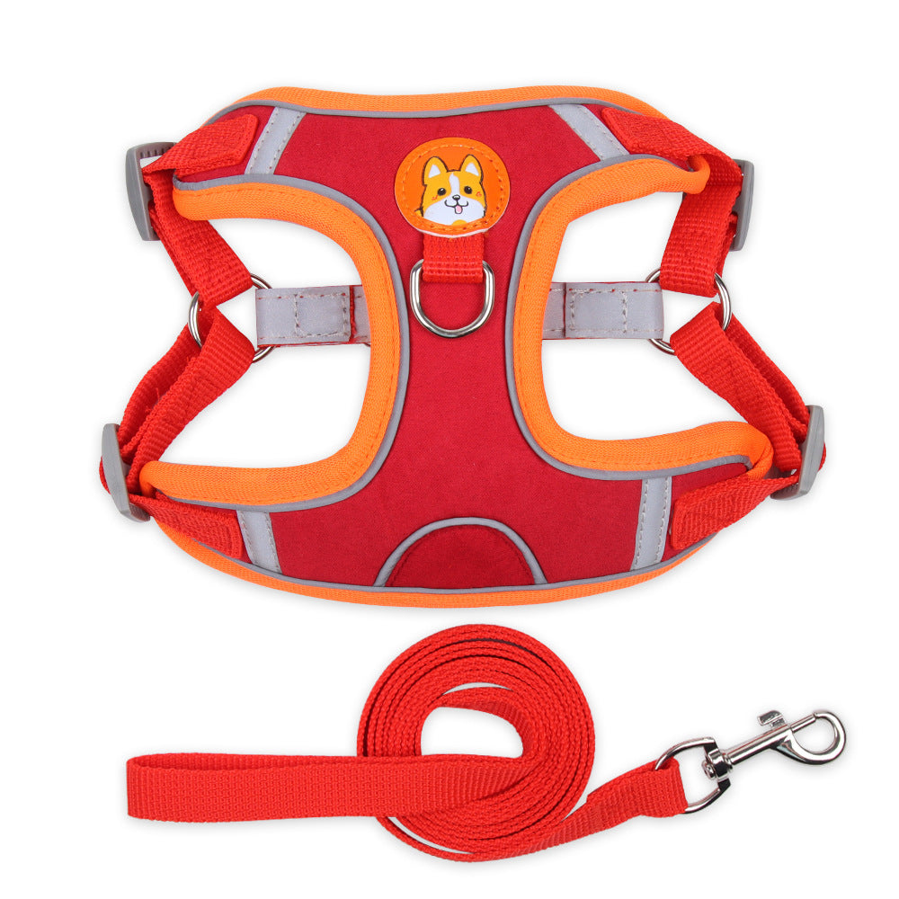 Reflective Dog Harness Leash Soft Mesh Chest Strap