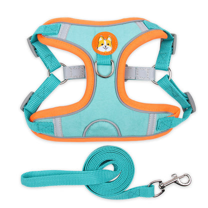 Reflective Dog Harness Leash Soft Mesh Chest Strap