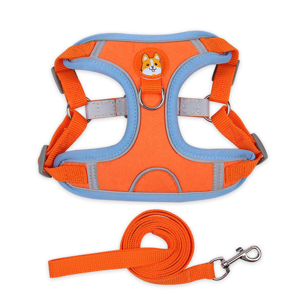 Reflective Dog Harness Leash Soft Mesh Chest Strap