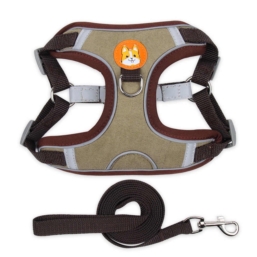 Reflective Dog Harness Leash Soft Mesh Chest Strap